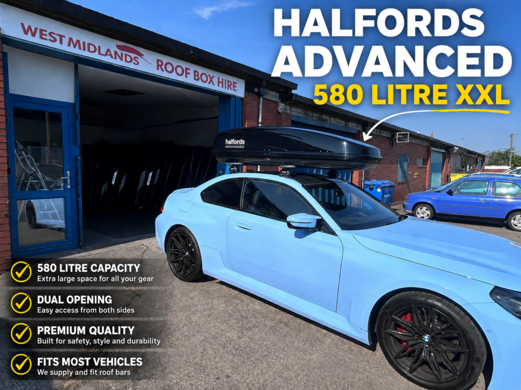 XXL 580 litre roof box available to hire in Tamworth